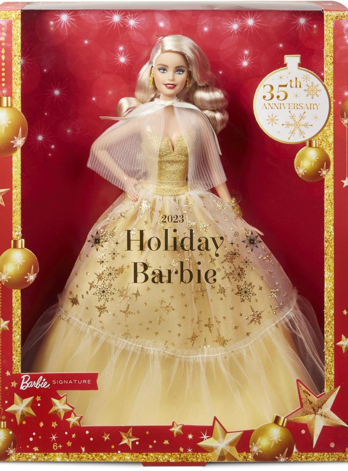 2023 Holiday Barbie Doll, Seasonal Collector Gift, Golden Gown And Blond Hair Free shipping