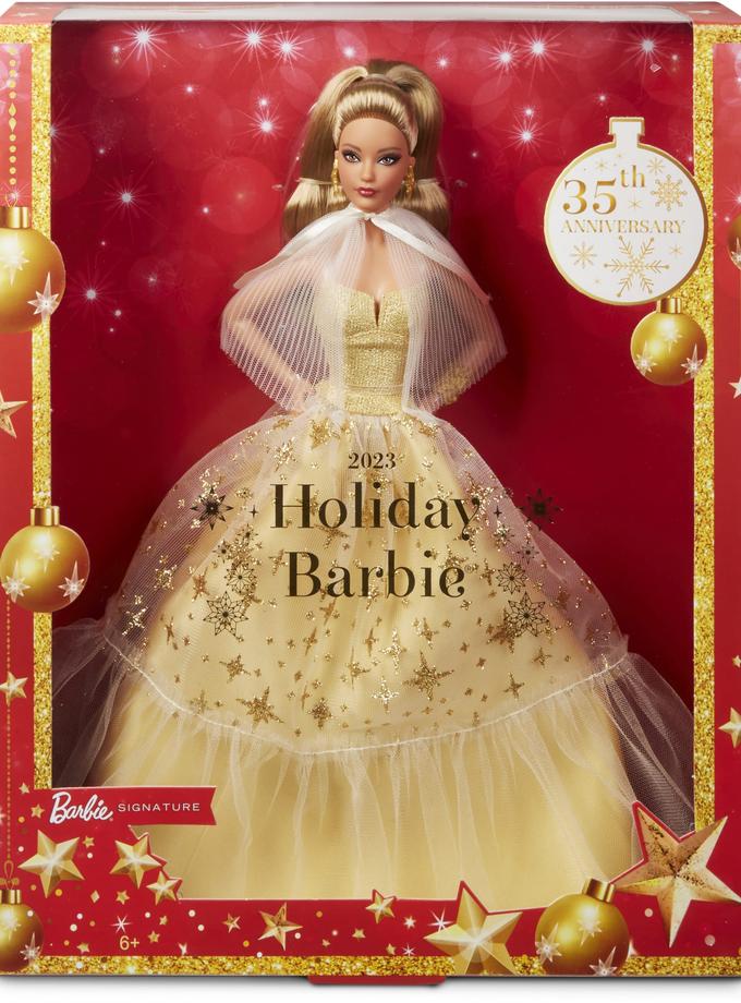 2023 Holiday Barbie Doll, Seasonal Collector Gift, Golden Gown And Light Brown Hair Best Buy