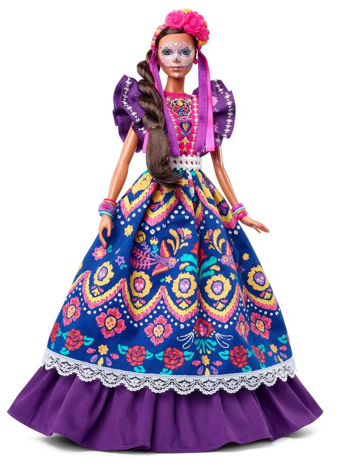 Barbie 2022 Día De Muertos Doll in Ruffled Dress And Calavera Face Paint On Sale