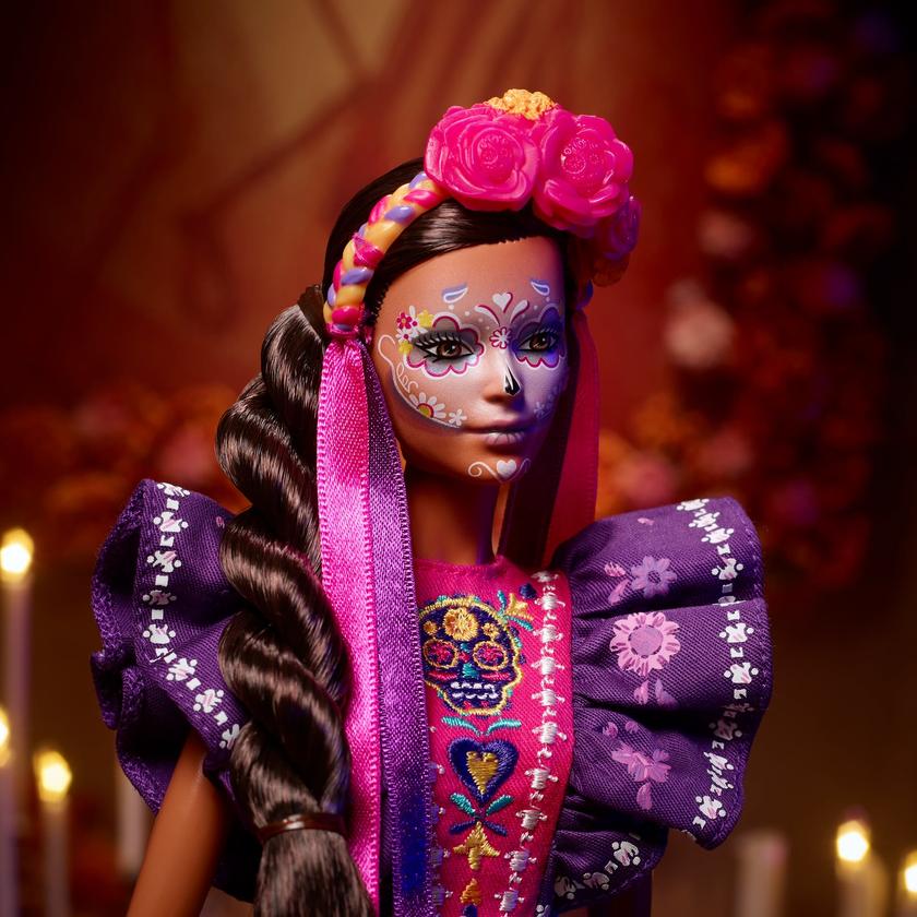 Barbie 2022 Día De Muertos Doll in Ruffled Dress And Calavera Face Paint On Sale