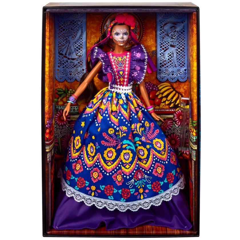 Barbie 2022 Día De Muertos Doll in Ruffled Dress And Calavera Face Paint On Sale