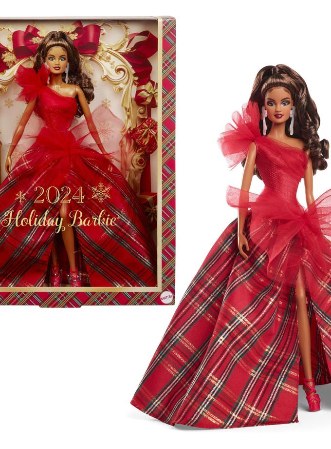 Barbie 2024 Holiday Barbie Dolls, Seasonal Collector Gift, Barbie Signature, Plaid Gown With Red Bow Best Buy