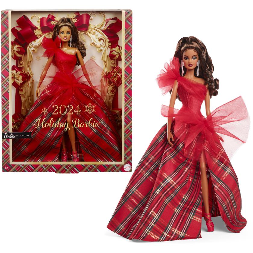 Barbie 2024 Holiday Barbie Dolls, Seasonal Collector Gift, Barbie Signature, Plaid Gown With Red Bow Best Buy