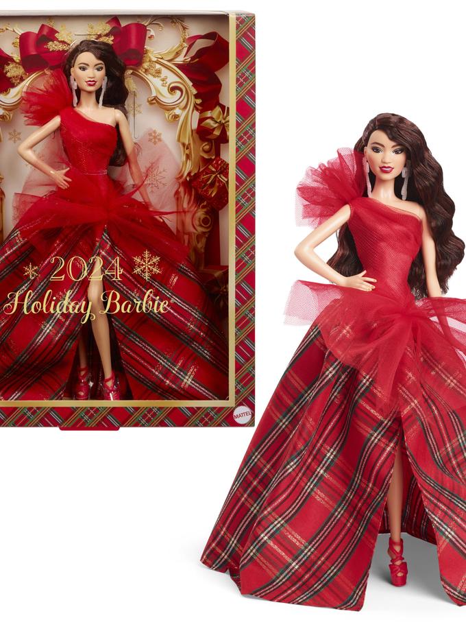 Barbie 2024 Holiday Barbie Dolls, Seasonal Collector Gift, Barbie Signature, Plaid Gown With Red Bow New Arrival