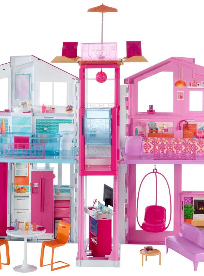 Barbie 3-Story Townhouse Dollhouse With Elevator, Swing Chair, Furniture And Accessories Best Price