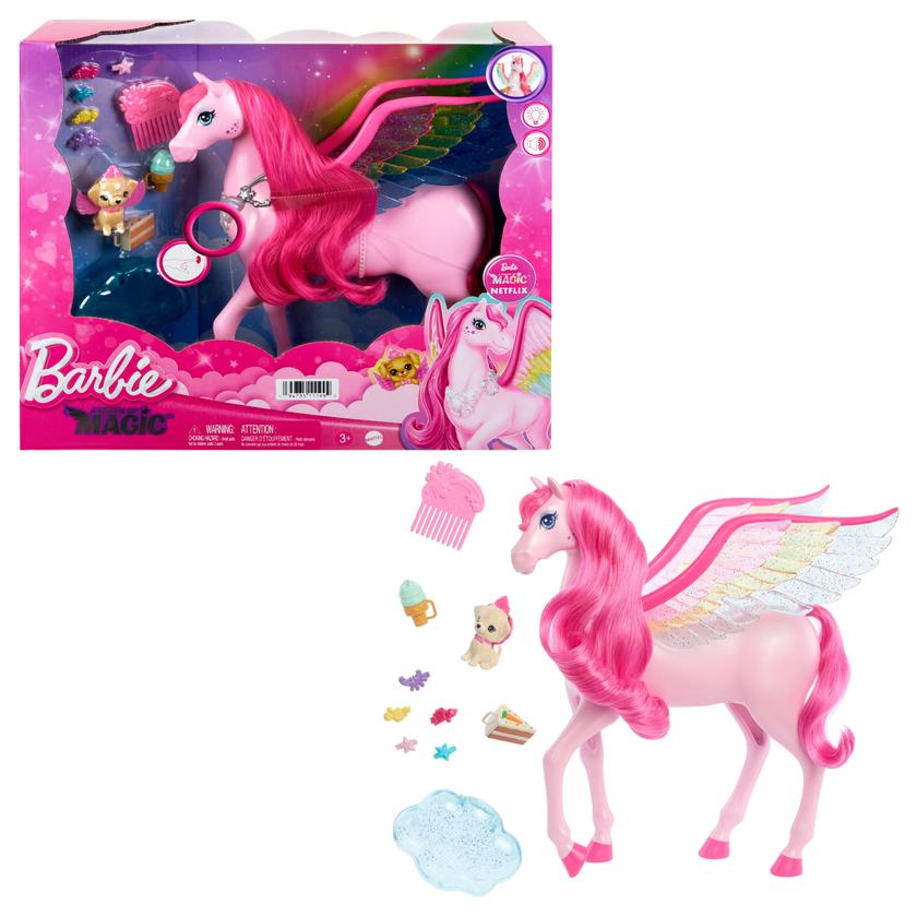 Barbie A Touch Of Magic Pink Pegasus With Puppy, Winged Horse Toys With Lights And Sounds High Quality