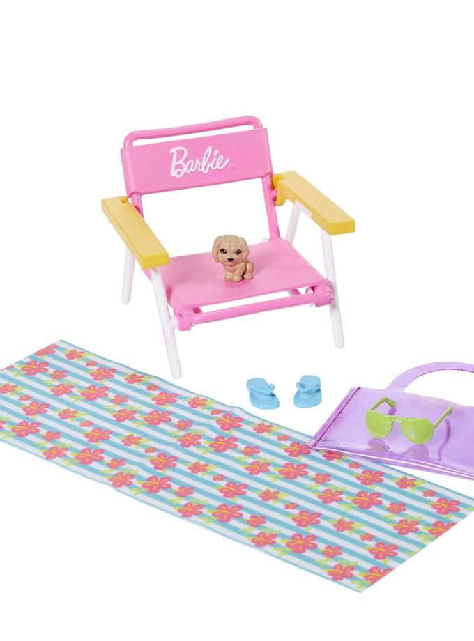 Barbie Accessory Pack, Beach theme, With 6 Pieces Including Pet Puppy For Sale