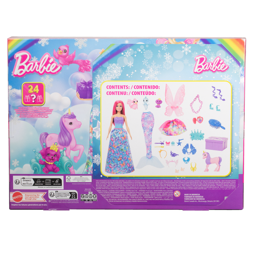 Barbie Advent Calendar, Fashion Doll & 24 Surprise Accessories, Transform To Mermaid & More Free shipping