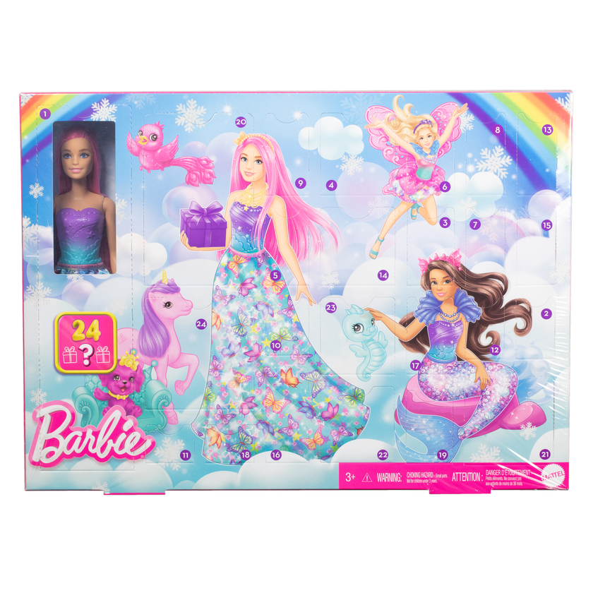 Barbie Advent Calendar, Fashion Doll & 24 Surprise Accessories, Transform To Mermaid & More On Sale