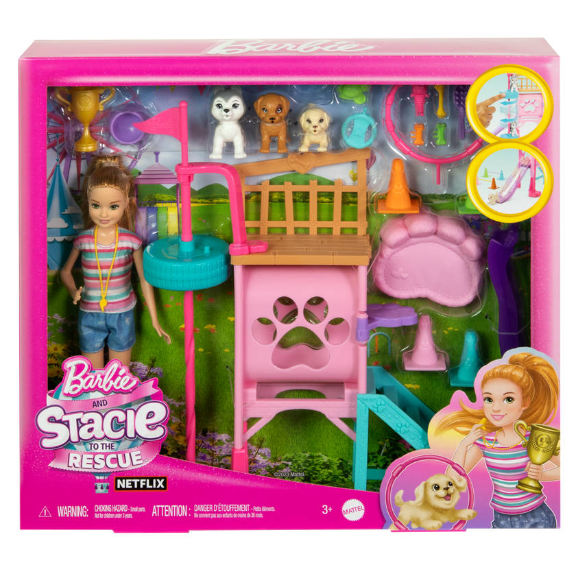 Barbie And Stacie To the Rescue Puppy Playground Playset With Doll, 3 Pet Dog Figures, & Accessories On Sale