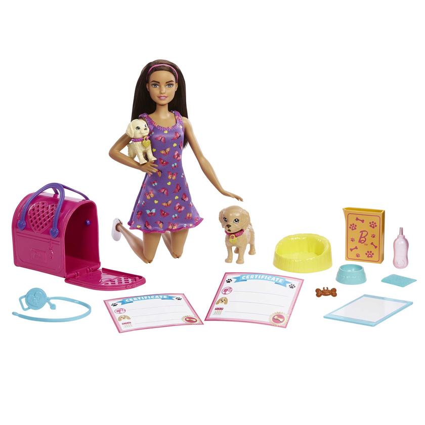 Barbie-Barbie Adopte Un Chiot, Coffret Avec Poupée et 2 Chiots Best Seller