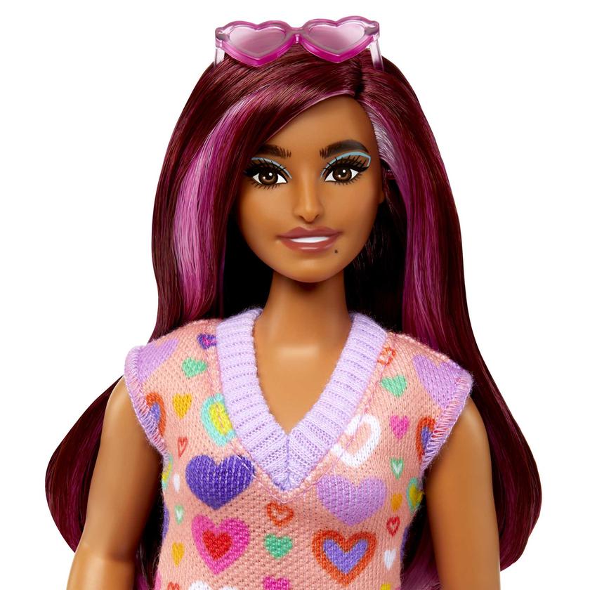 Barbie-Barbie Fashionistas 207-Poupée Mèches Roses et Robe à Cœurs Best Buy