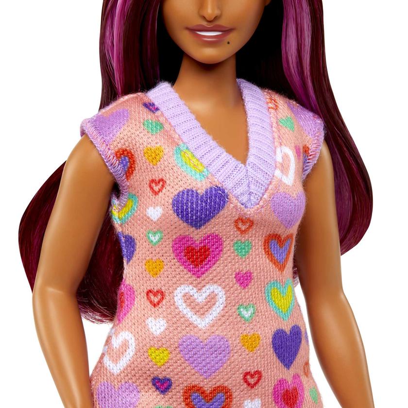 Barbie-Barbie Fashionistas 207-Poupée Mèches Roses et Robe à Cœurs Best Buy