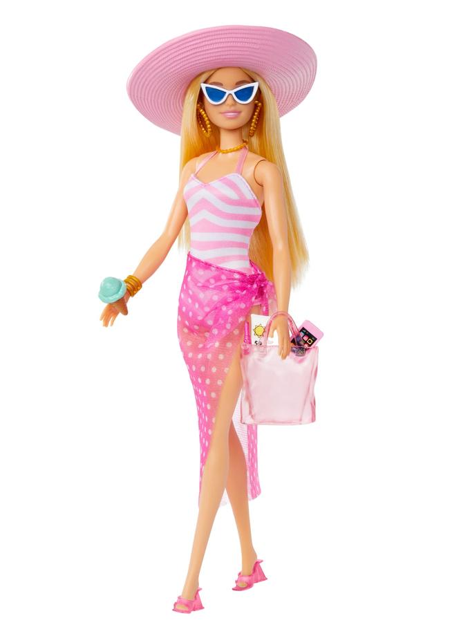 Barbie-Barbie Plage Poupée Blonde en Maillot de Bain et Accessoires Free shipping