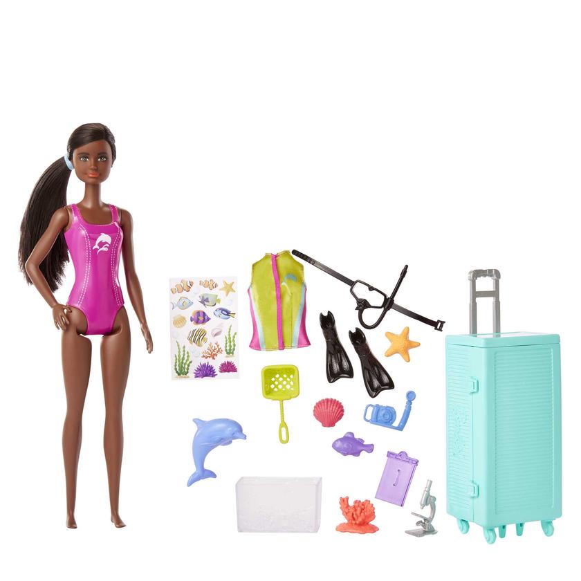 Barbie-Barbie Plongeuse-Coffret Poupée Brune et Laboratoire Mobile Best Price