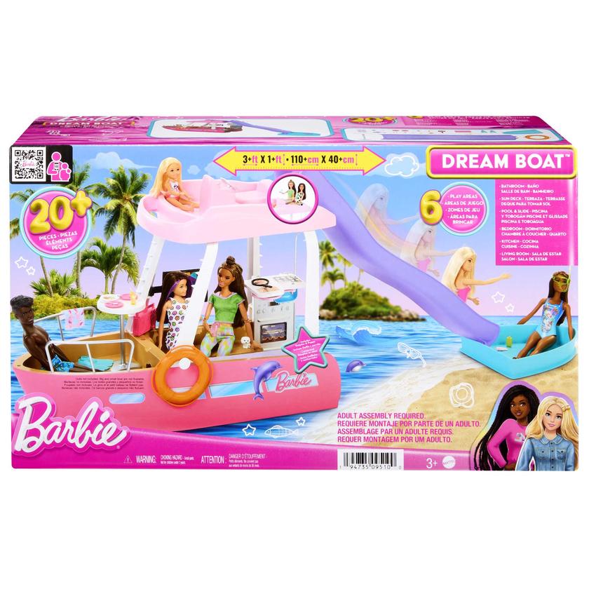 Barbie®-Bateau de Rêve-Coffret Bateau, Piscine, Toboggan, Accessoires Free shipping