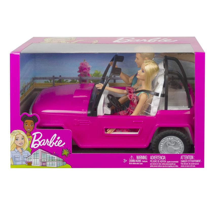 Barbie Beach Cruiser Set With Barbie And Ken Dolls, Pink 2-Seater Toy Car Same Day Delivery