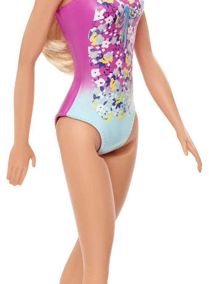 Barbie Beach Doll, Blonde with Pink & Blue Floral Swimsuit For Sale