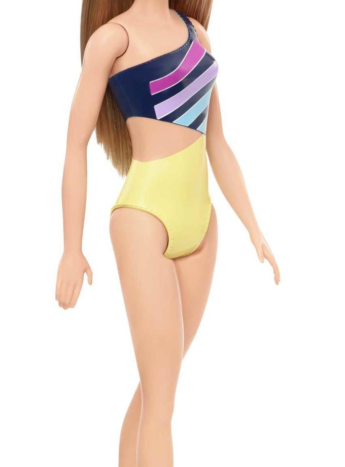 Barbie Beach Doll Swimsuit with Striped Graphic & Cut-Out Free shipping