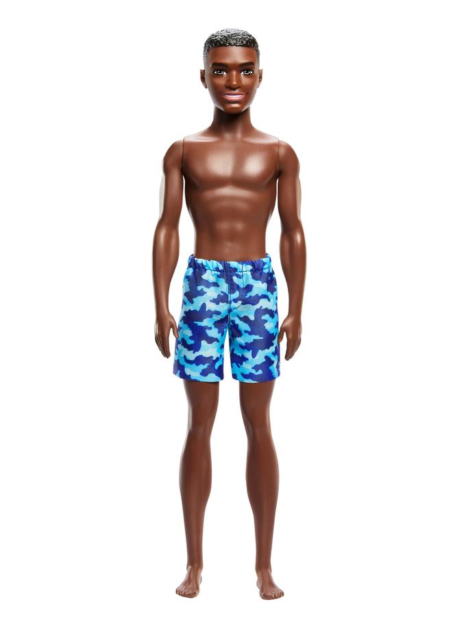 Barbie Beach Ken Doll with Dark Brown Hair & Blue Swimsuit New Arrival