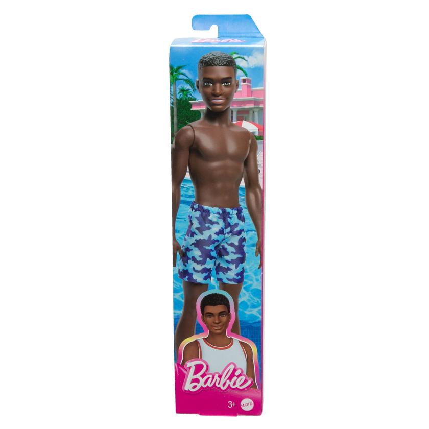 Barbie Beach Ken Doll with Dark Brown Hair & Blue Swimsuit New Arrival