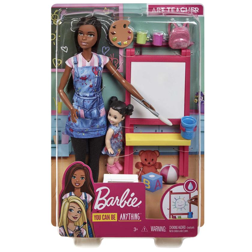 Barbie Career Art Teacher Playset With Brunette Doll, Toddler Doll And Toy Art Pieces Same Day Delivery