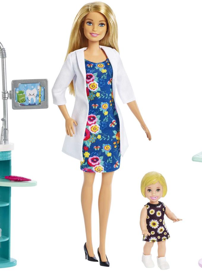 Barbie Careers Dentist Doll & Toddler Patient Doll Playset, Blonde New Arrival