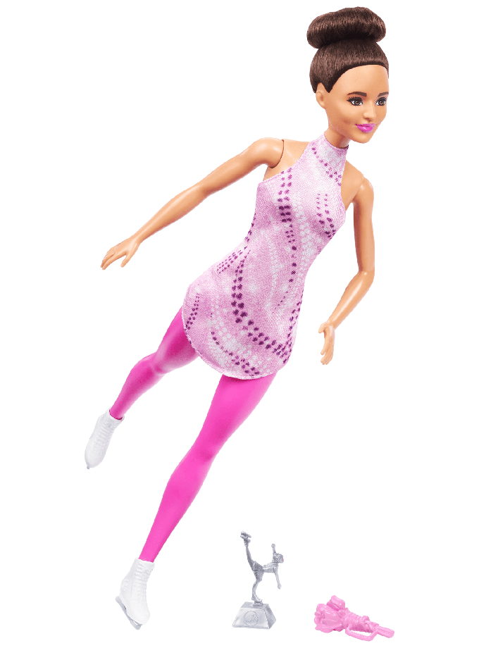 Barbie Careers Figure Skater Doll & Accessories, Brunette in Removable Skate Outfit With Trophy Best Buy