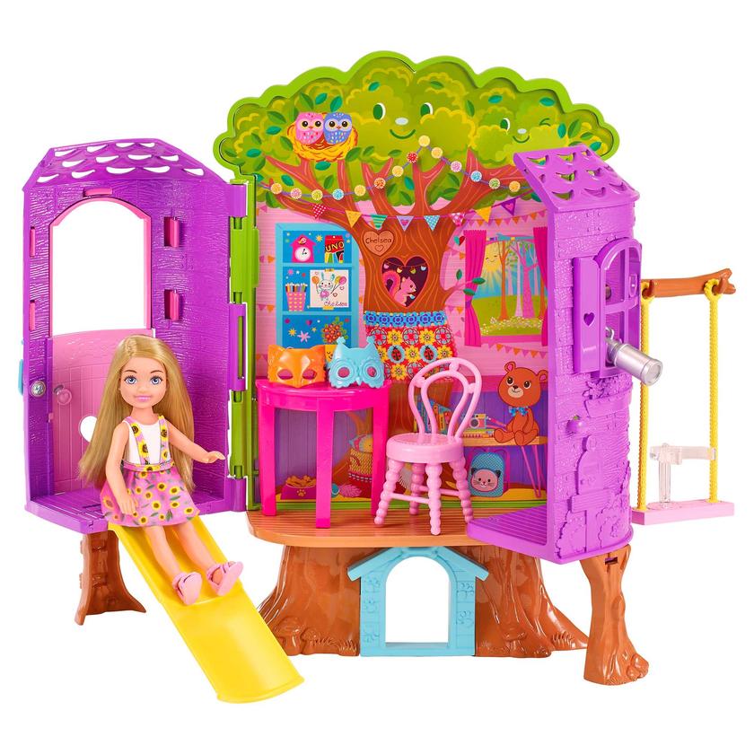 Barbie Chelsea Cabane Dans Les Arbres Coffret Poupée Chelsea et Chiot Free shipping