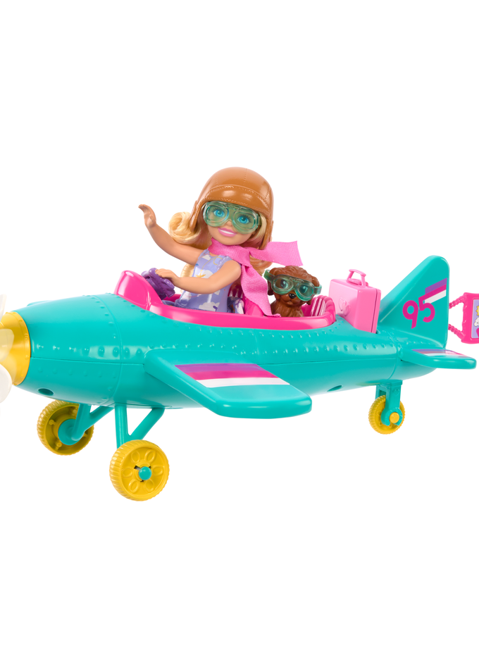 Barbie Chelsea Can Be… Plane Doll & Playset, 2-Seater Aircraft With Spinning Propellor & 7 Accessories Free shipping