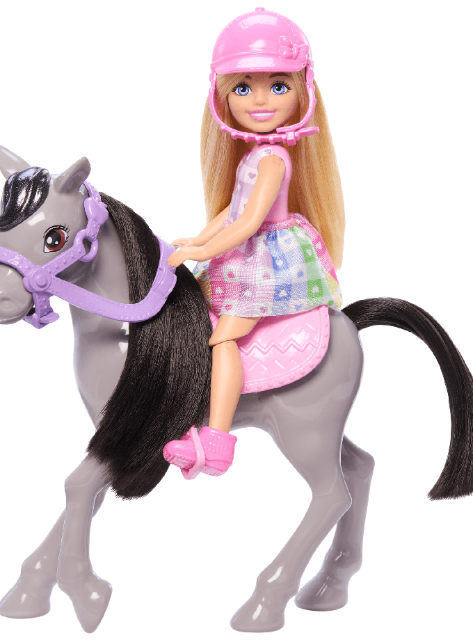 Barbie  Chelsea  Coffret  Poupée et Poney, Casque, Genoux Pliables Free shipping