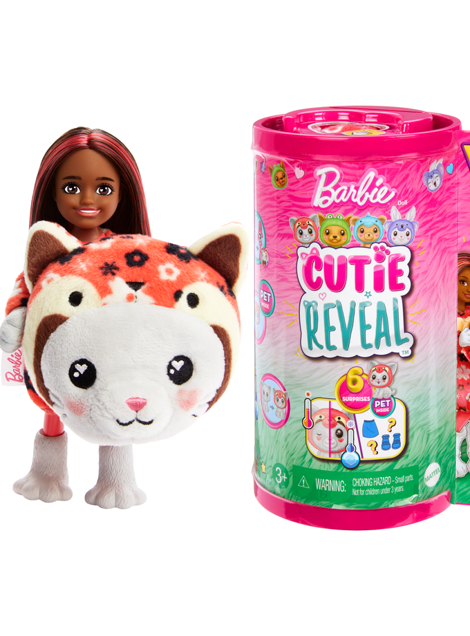 Barbie-Chelsea Cutie Reveal-Poupée en Costume, Chaton Panda Roux Free shipping