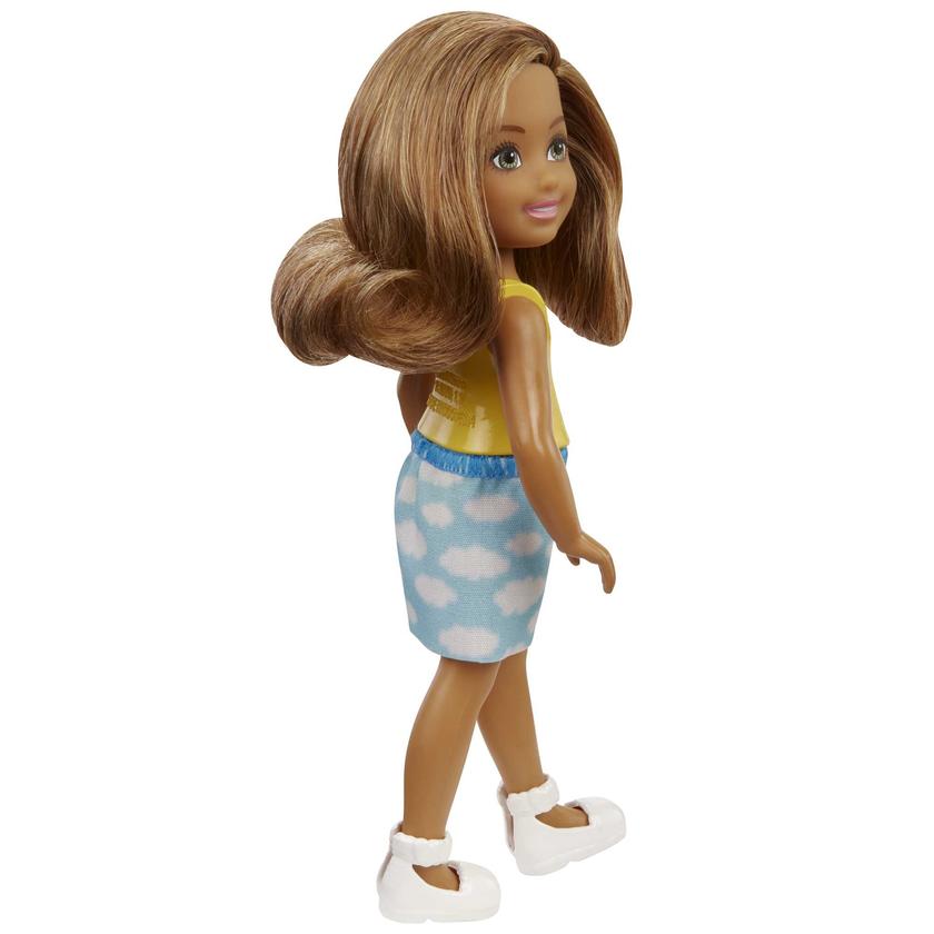 Barbie Chelsea Doll (6-Inch Brunette) Wearing Skirt With Cloud Print Best Seller