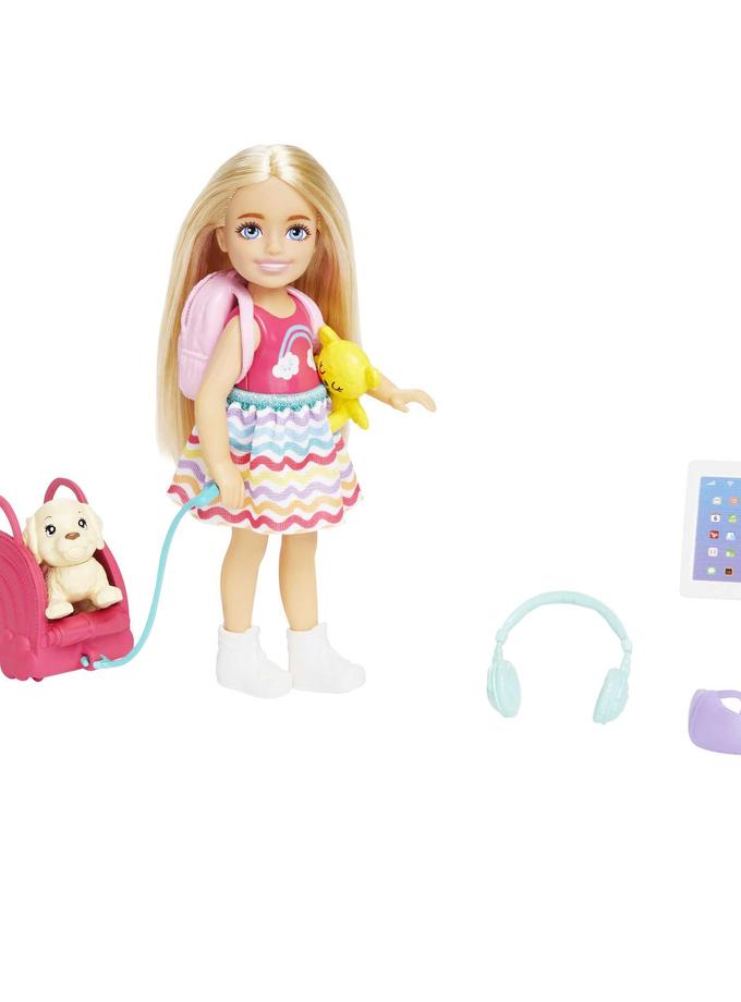 Barbie Chelsea Doll And Accessories, Small Doll Travel Set With Puppy And 6 Pieces Same Day Delivery