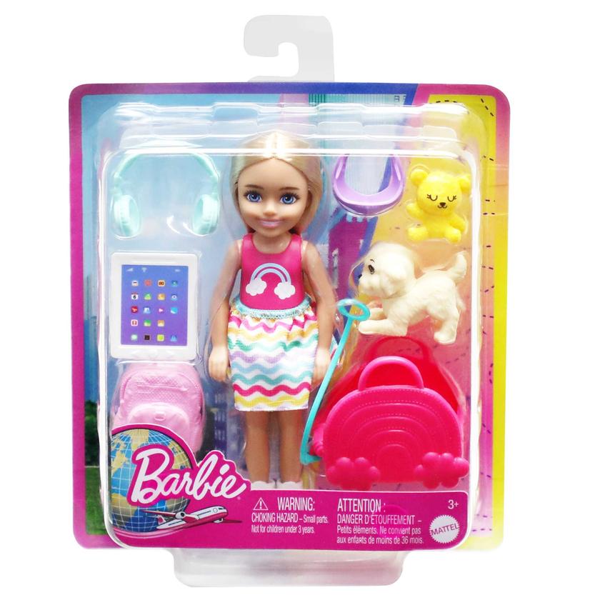 Barbie Chelsea Doll And Accessories, Small Doll Travel Set With Puppy And 6 Pieces Same Day Delivery