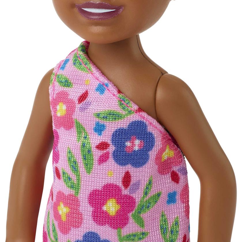 Barbie Chelsea Doll (Brunette) in Flower-Print Dress, For 3 Year Olds & Up For Sale