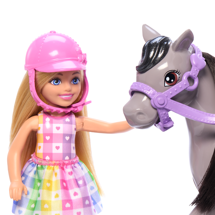 Barbie Chelsea Doll & Horse Toy Set, Includes Helmet Accessory, Doll Bends At Knees To “Ride” Pony Best Buy