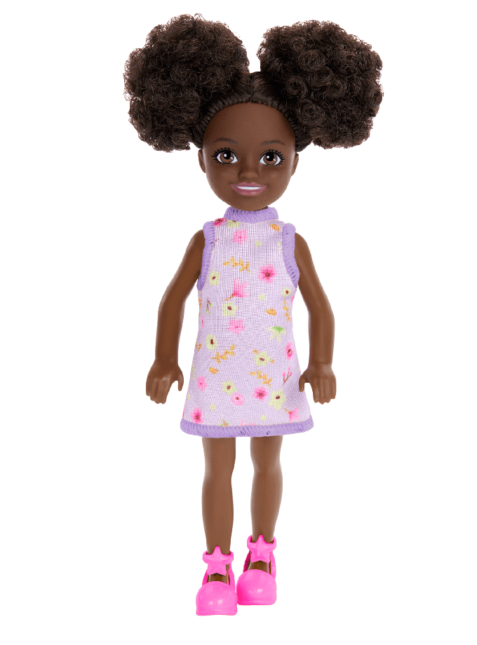 Barbie Chelsea Doll, Small Doll Wearing Removable Purple Floral Dress With Space Buns & Brown Eyes Best Price