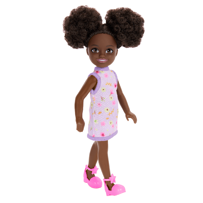 Barbie Chelsea Doll, Small Doll Wearing Removable Purple Floral Dress With Space Buns & Brown Eyes Best Price