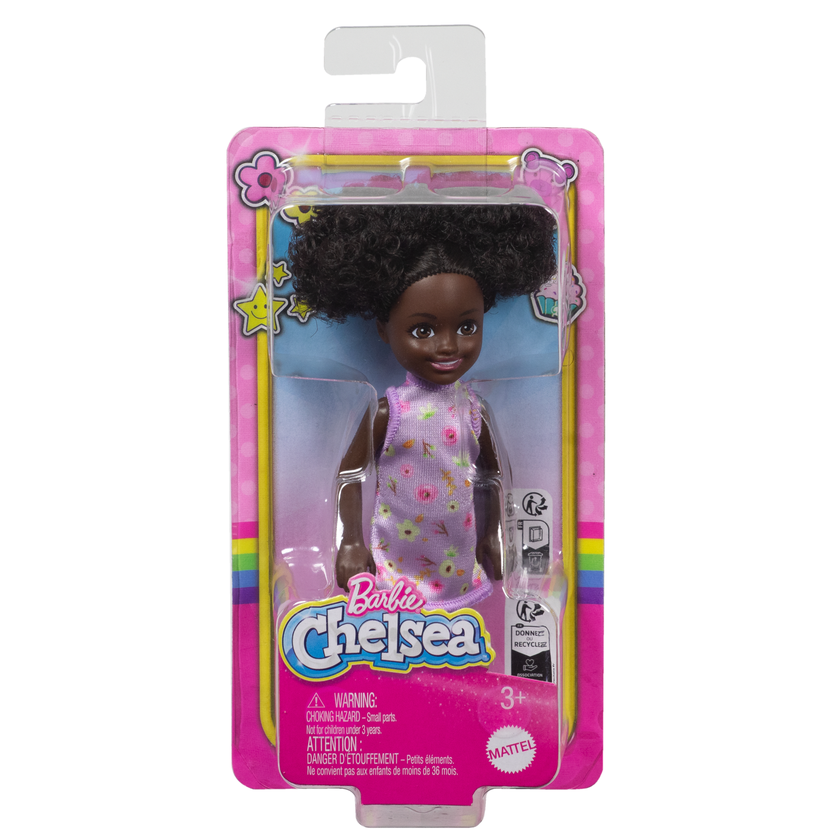 Barbie Chelsea Doll, Small Doll Wearing Removable Purple Floral Dress With Space Buns & Brown Eyes Best Price