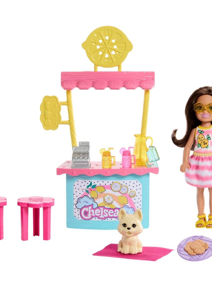 Barbie Chelsea Lemonade Stand Playset With Brunette Small Doll, Puppy, Stand & Accessories Best Seller