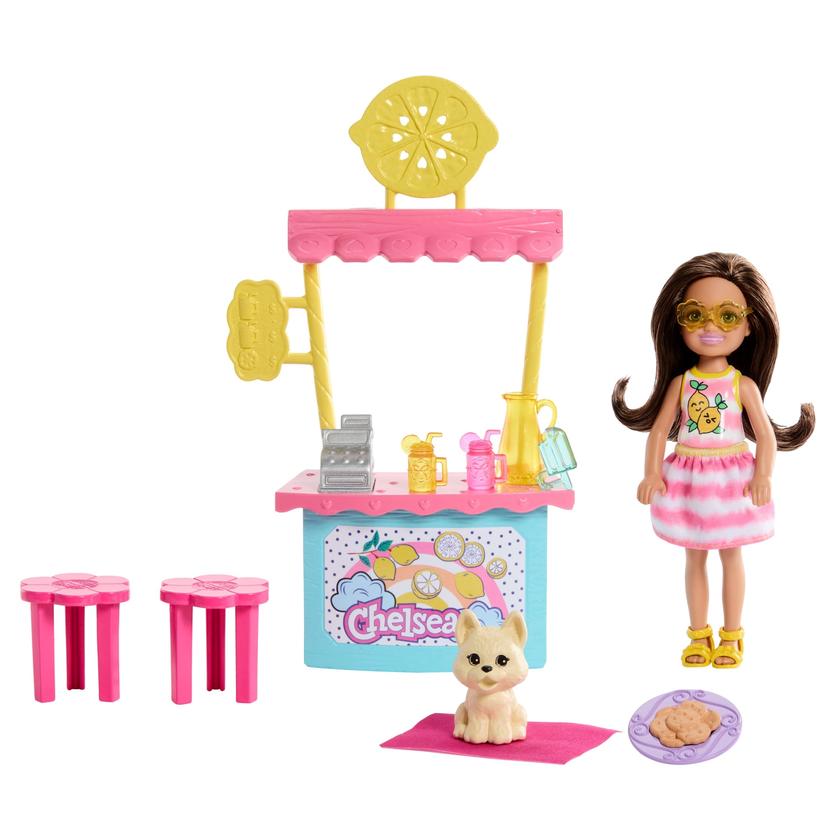 Barbie Chelsea Lemonade Stand Playset With Brunette Small Doll, Puppy, Stand & Accessories Best Seller