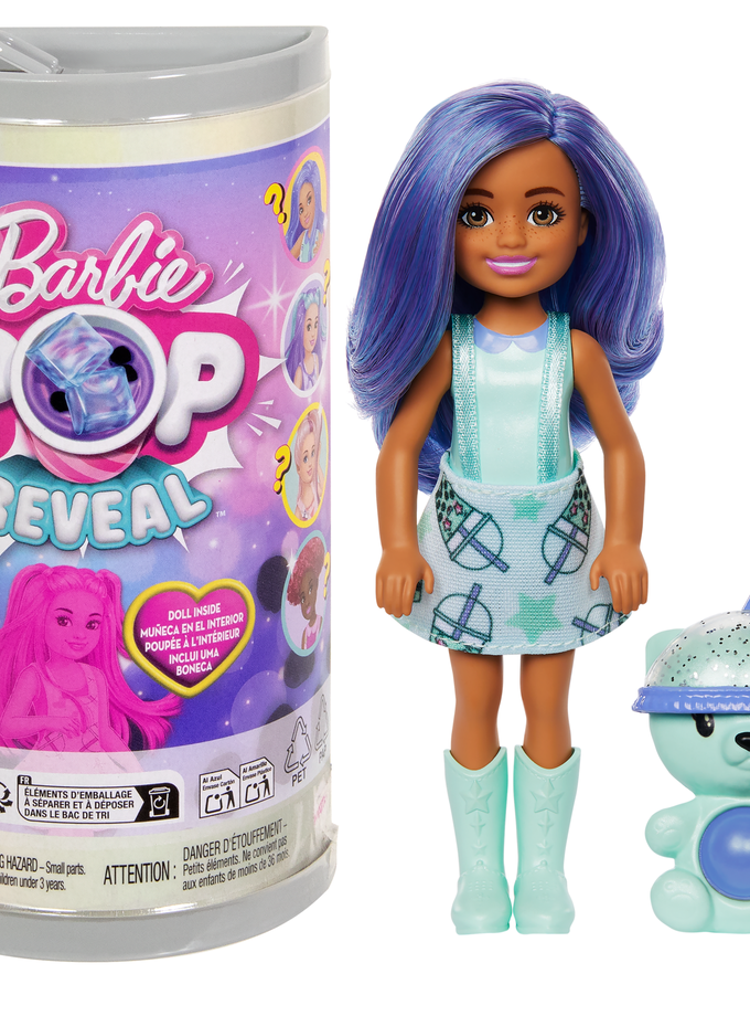 Barbie Chelsea Pop Reveal Boba Tea Series Doll in Tea Can-Inspired Package With 5 Surprises, Scented Free shipping