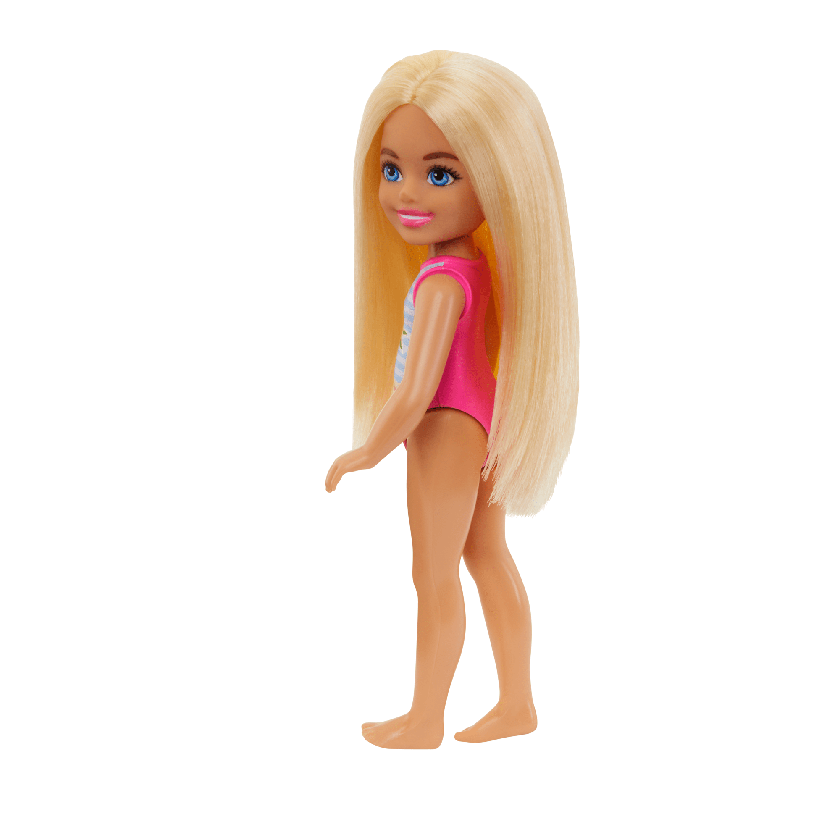 Barbie Chelsea Small Doll With Beach Swimsuit, Stripes & Floral Print, Blonde Hair & Blue Eyes Free shipping