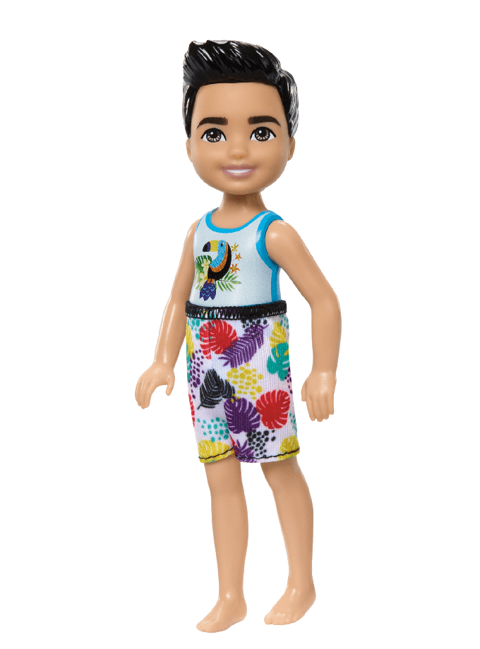 Barbie Chelsea Small Doll With Beach Swimsuit, Toucan & Tropical Leaf Print, Black Hair & Brown Eyes Best Seller