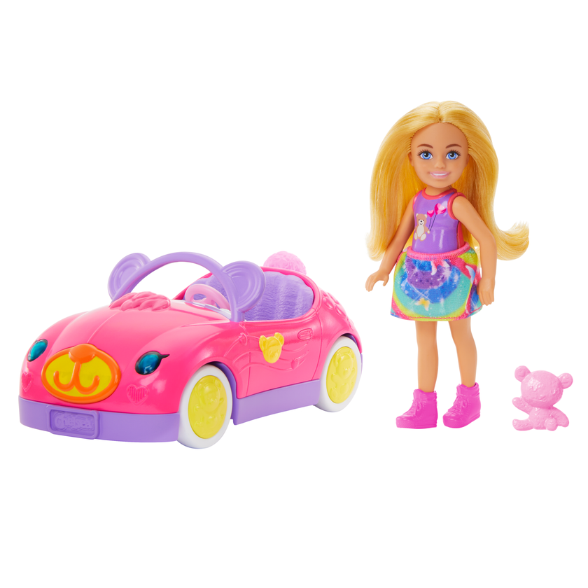 Barbie Chelsea Vehicle Set With Blonde Small Doll, Toy Car & Teddy Bear Accessory High Quality