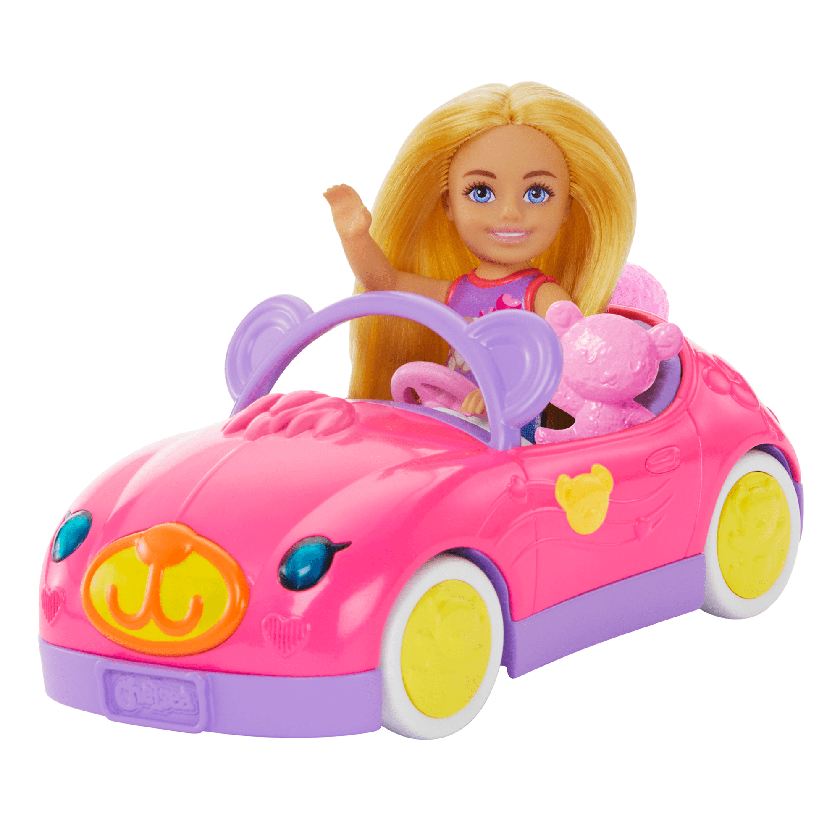 Barbie Chelsea Vehicle Set With Blonde Small Doll, Toy Car & Teddy Bear Accessory High Quality