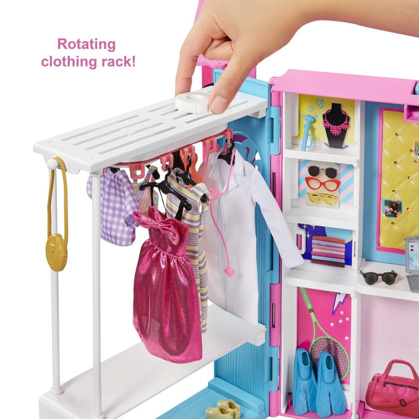 Barbie Closet Playset With 30+ Accessories, 5 Complete Looks, Rotating Clothing Rack, Dream Closet Best Price