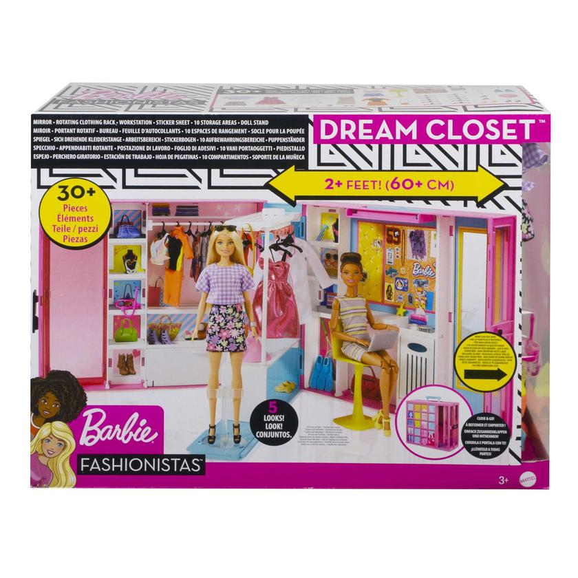 Barbie Closet Playset With 30+ Accessories, 5 Complete Looks, Rotating Clothing Rack, Dream Closet Best Price