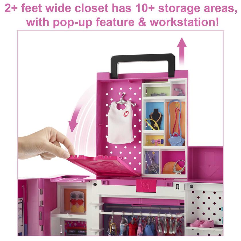 Barbie Closet Playset With 35+ Accessories, 5 Complete Looks, Pop-Up 2nd Level, Dream Closet Same Day Delivery